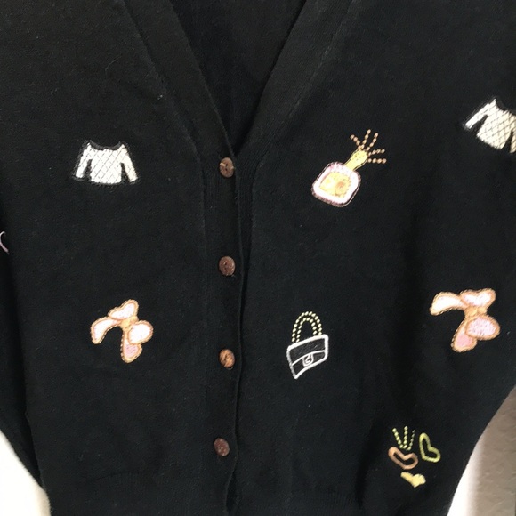 Tiffany Ann Black Embroidered Women's Sweater - Picture 2 of 3